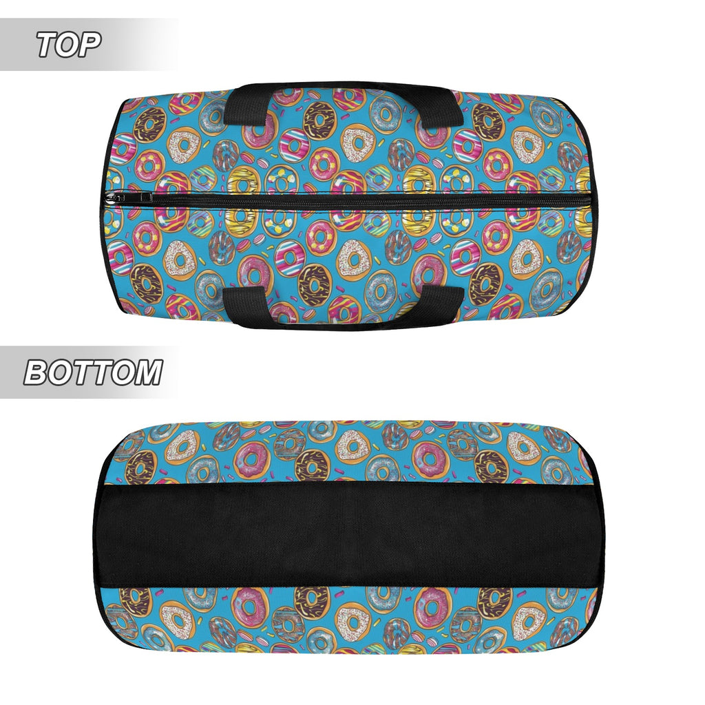 Doughnuts On Blue Duffle Bag Duffle Bag Printed Offshore