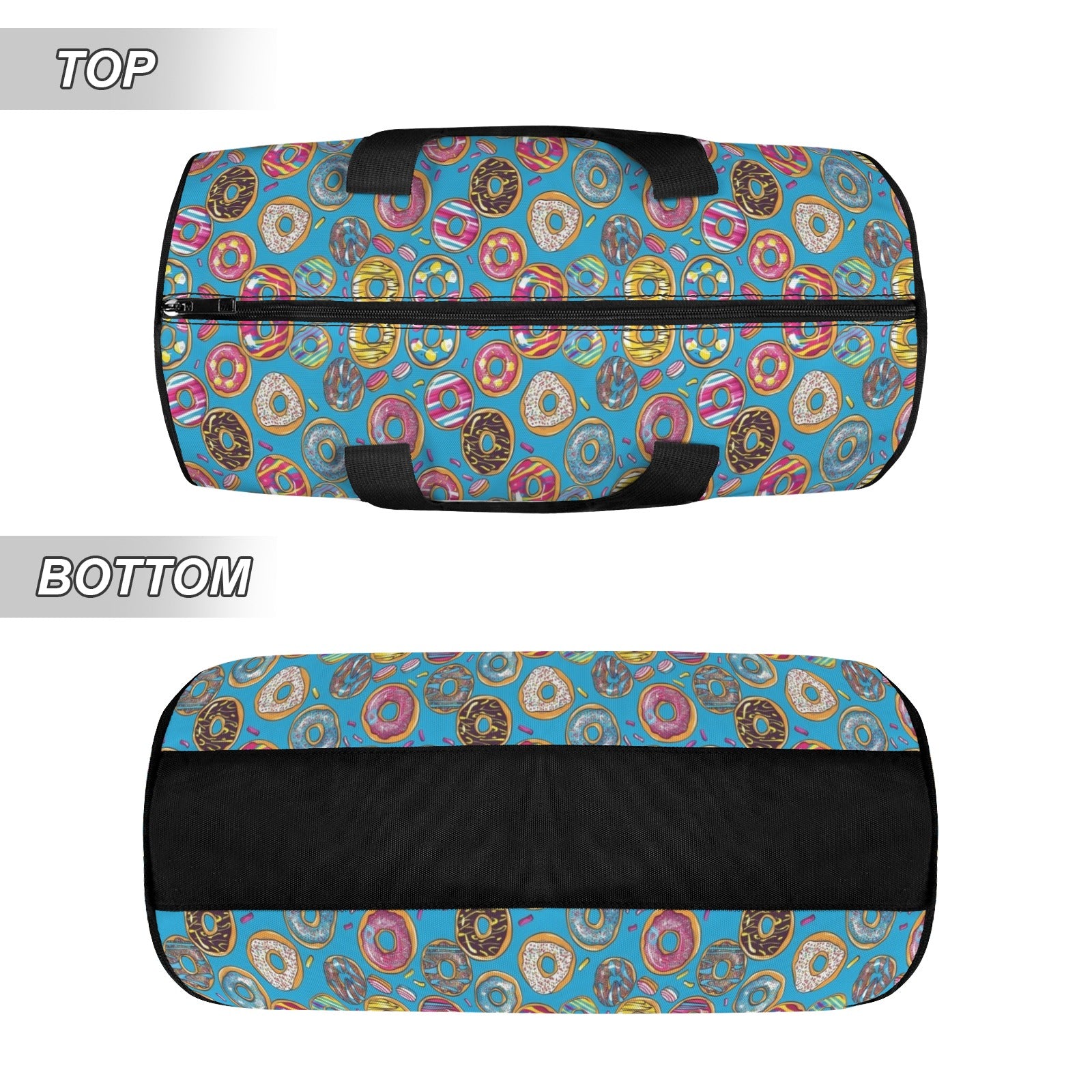 Doughnuts On Blue Duffle Bag Duffle Bag Printed Offshore
