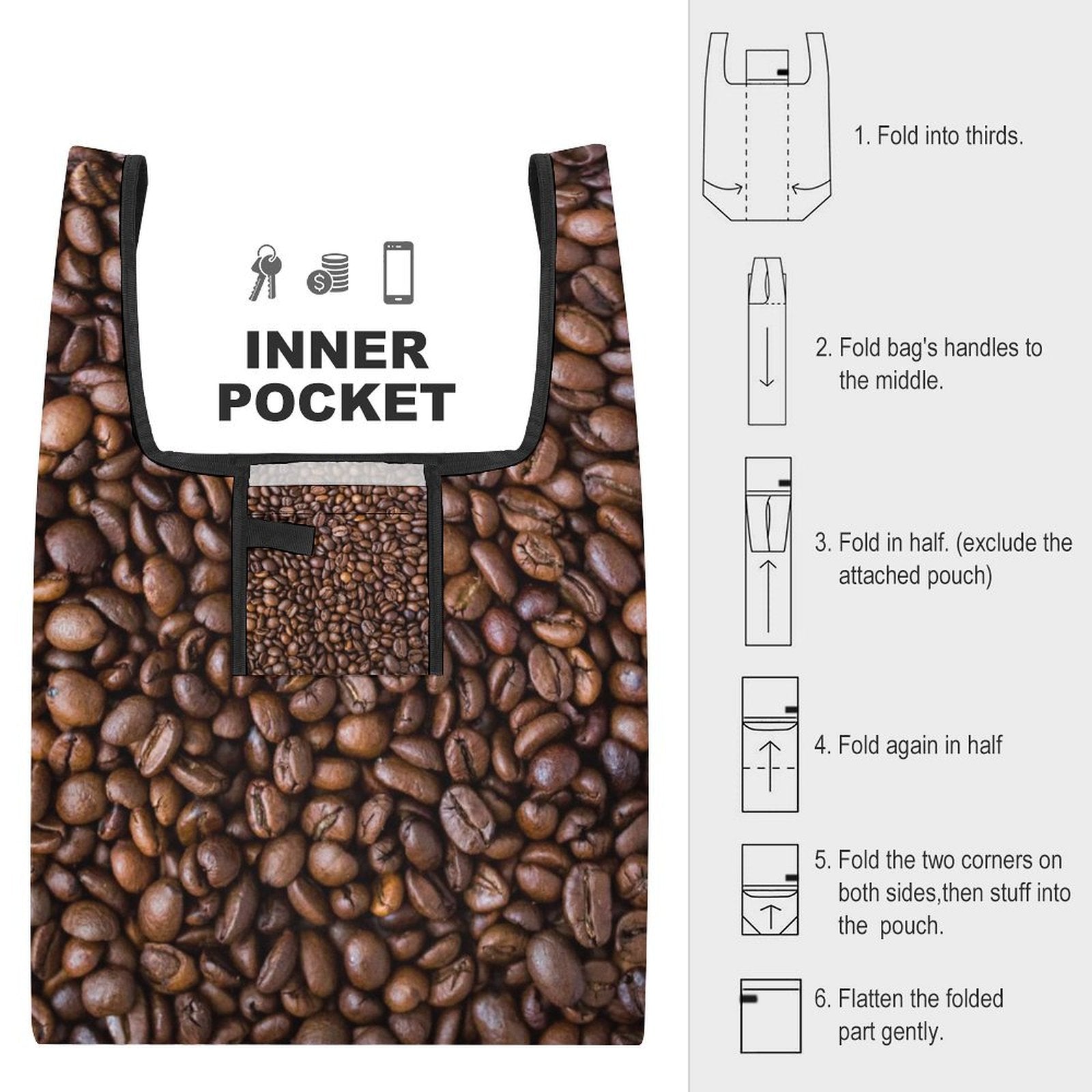 Coffee Beans - Collapsible Shopping Bag