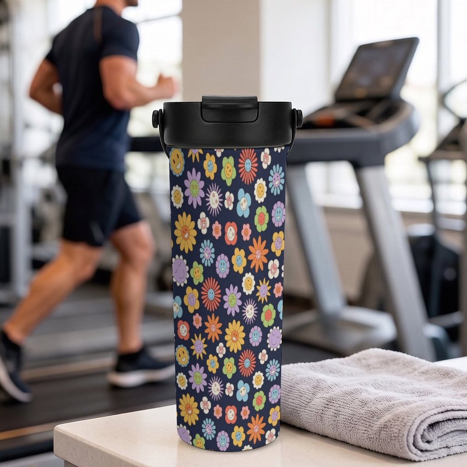 Groovy Flowers 20oz Tea Tumbler with Carry Handle