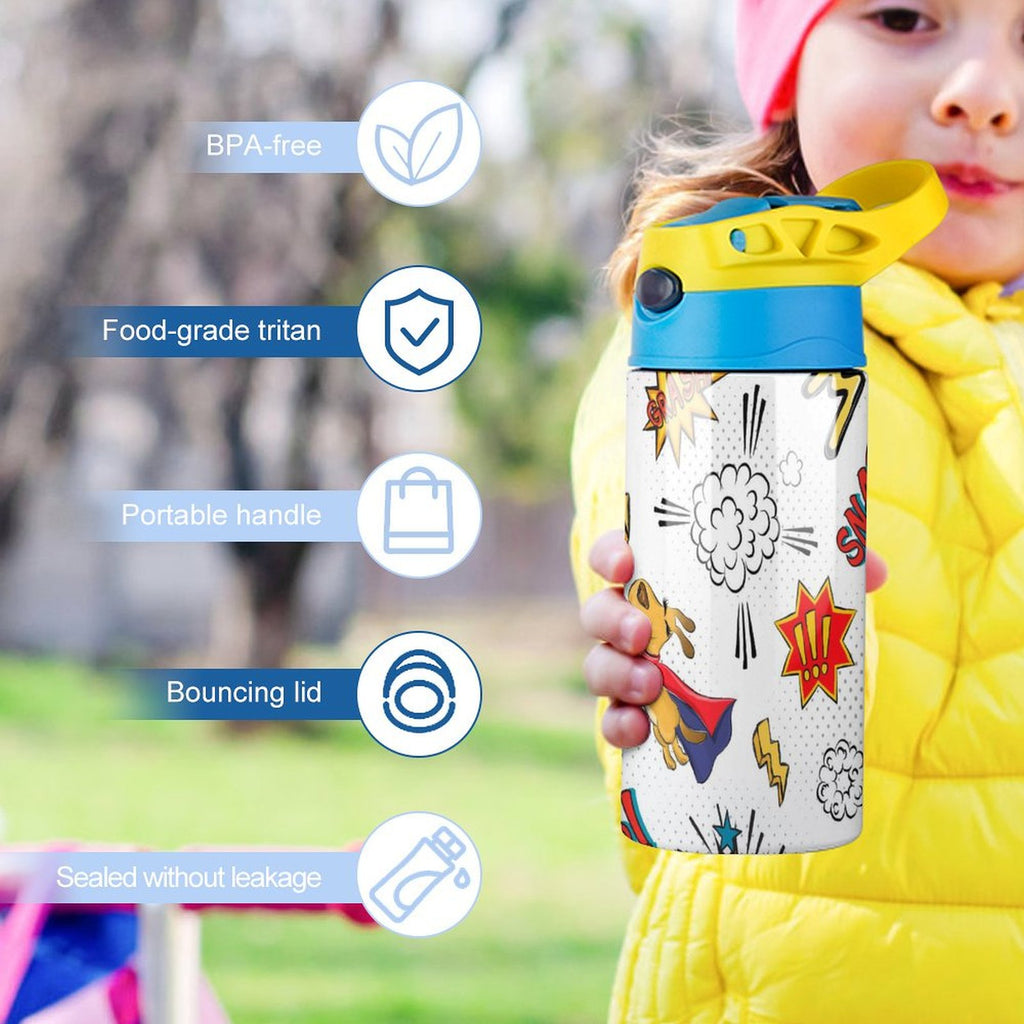 Super Dog - Little Kids Water Bottle Little Kids Water Bottle animal comic Printed Offshore