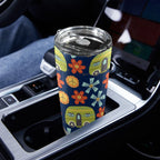 Hippy Caravan - 20oz Mobile Tumbler with Lid (Black Lock) 20oz Travel Mug Printed Offshore Retro