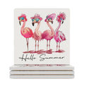Flamingo Summer Ceramic Coasters (Square) white Ceramic Coasters animal Printed Offshore