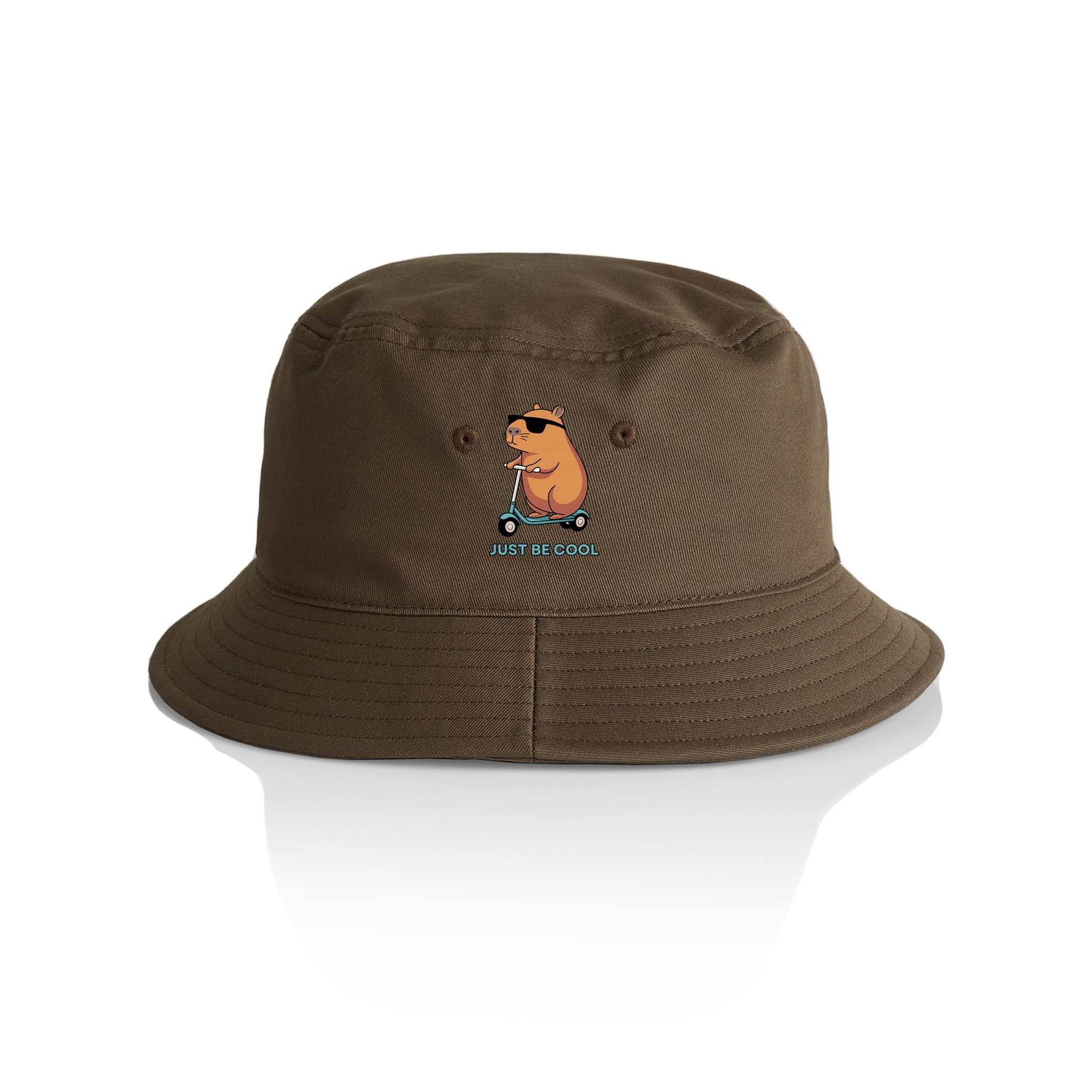 Just Be Cool, Capybara - AS Colour Bucket Hat Walnut One Size As Colour Bucket Hat animal Printed In Australia