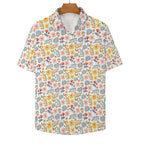 Boho Flowers And Leaves Women's Collared Pocketless Short Sleeve Shirt