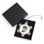 Tropical Koala Under Palm Tree Pewter Snowflake Christmas Ornament