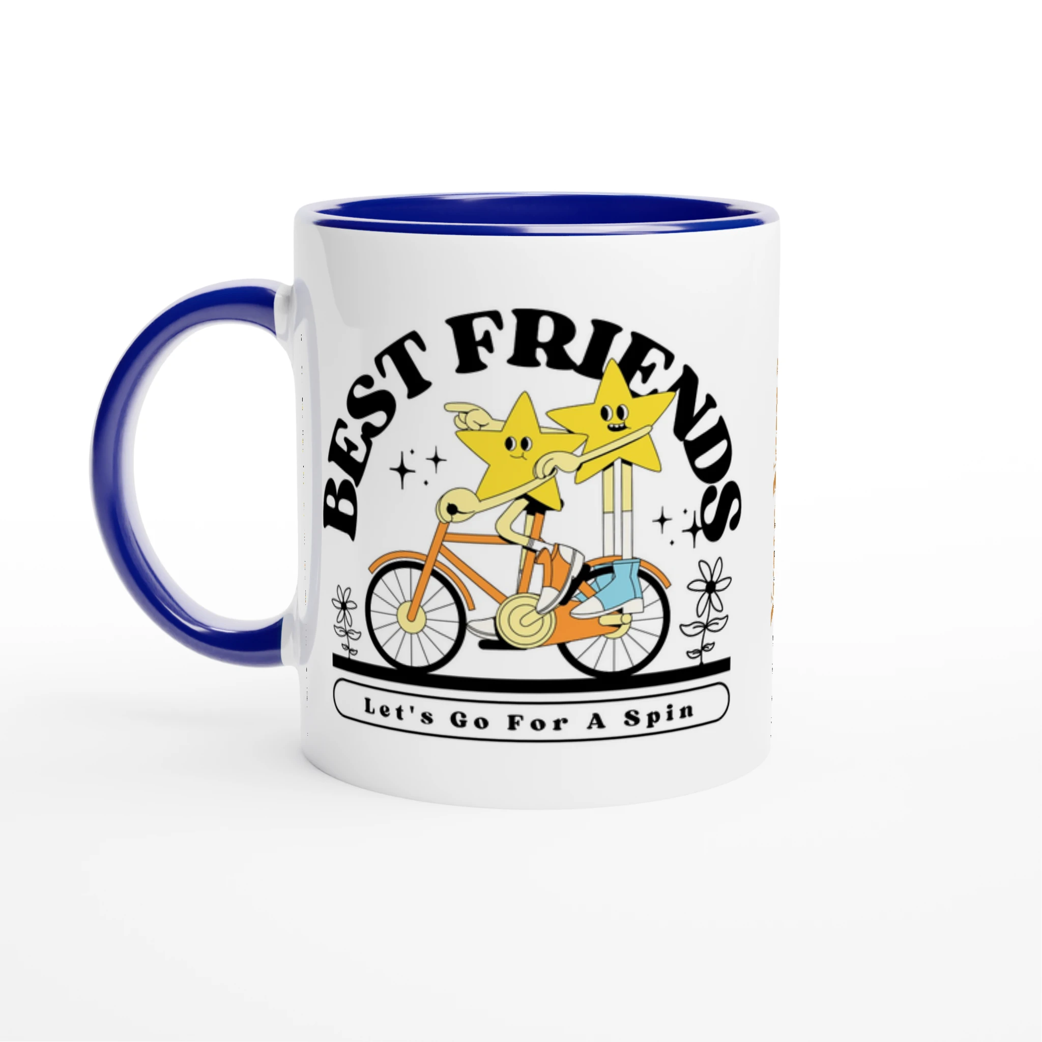 Personalised - Best Friends - White 11oz Ceramic Mug with Colour Inside Ceramic Blue Personalised 11oz Mug customise Globally Fulfilled personalise Retro