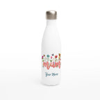 Personalised - Mum With Flowers And Butterflies - White 17oz Stainless Steel Water Bottle Default Title Personalised Water Bottle Globally Fulfilled Mum