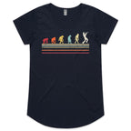 Trumpet Player Evolution - Womens Scoop Neck T-Shirt Navy Womens Scoop Neck T-shirt Music Printed In Australia