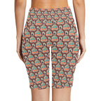 Coffee Van Women's Bike Shorts With Side Pockets Women's Bike Shorts Coffee Printed Offshore
