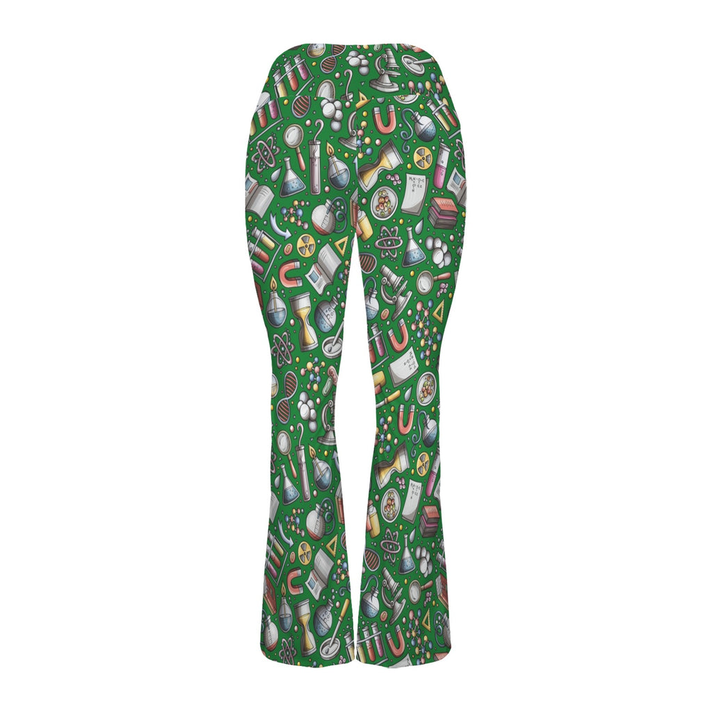 Science Love High Waist Crossover Tummy Control Flare Leggings High Waist Flare Leggings Printed Offshore Science