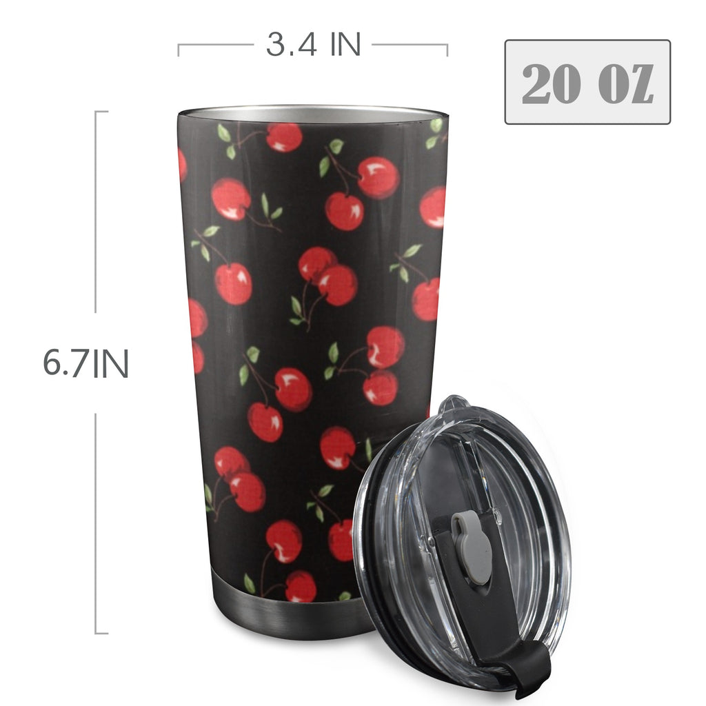Cherry - 20oz Mobile Tumbler with Lid (Black Lock) 20oz Travel Mug Food Printed Offshore