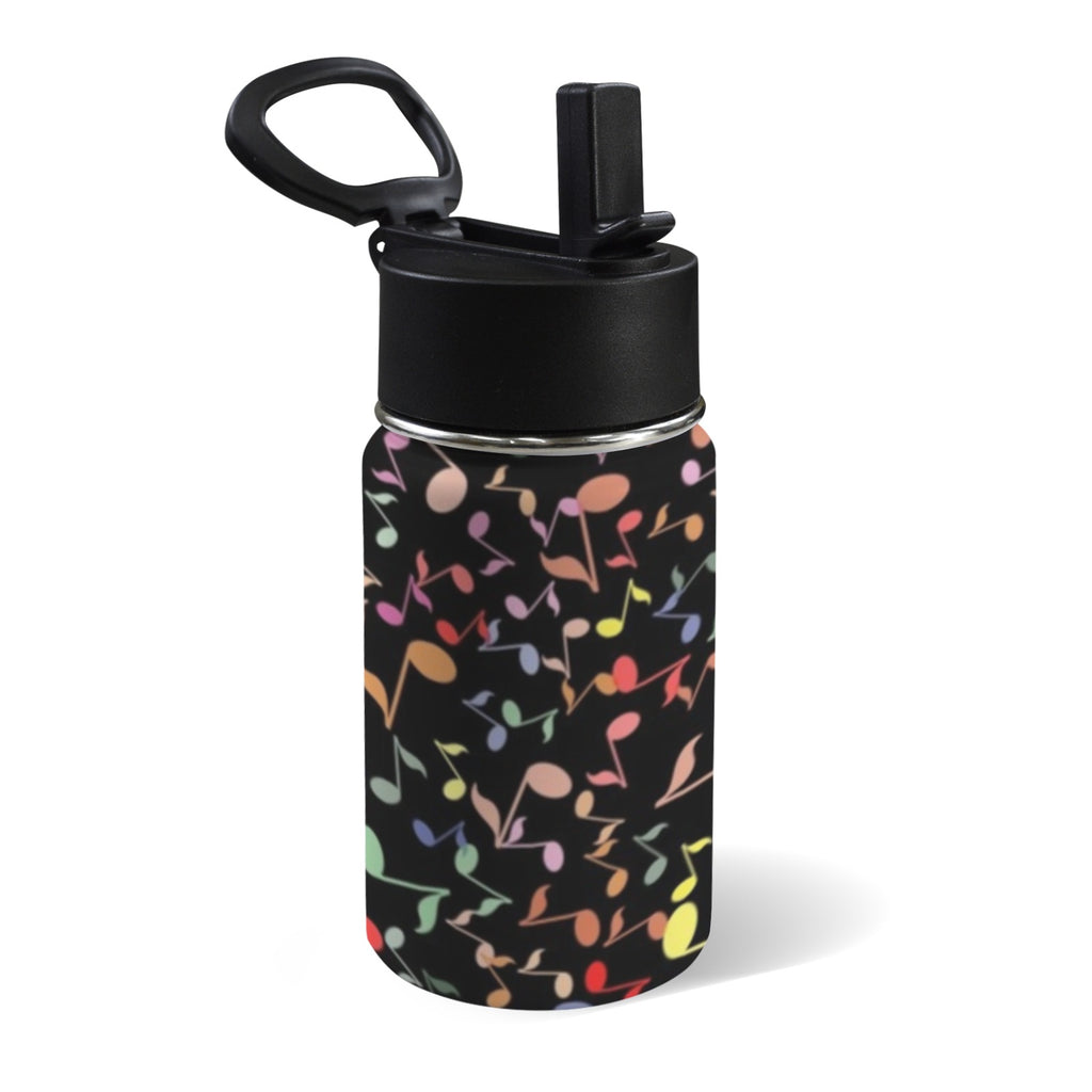 Quavers, Music Notes 12oz Kids Water Bottle with Straw Lid