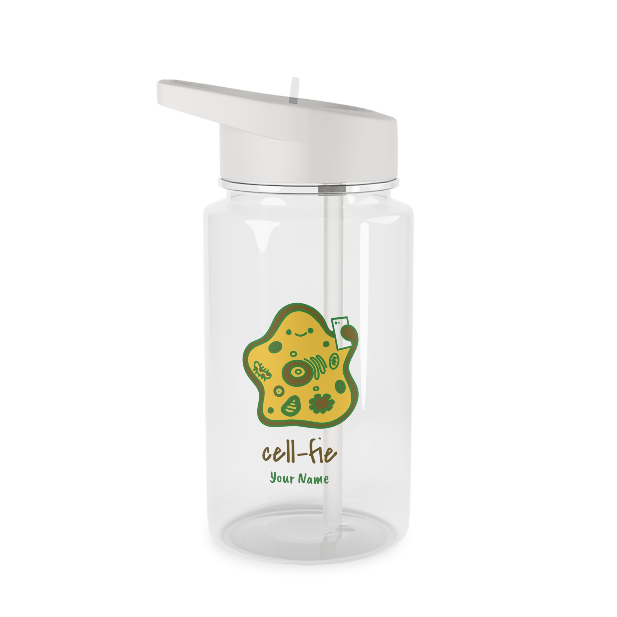 Personalised - Cell-fie, Selfie Cell - Clear Tritan Water Bottle