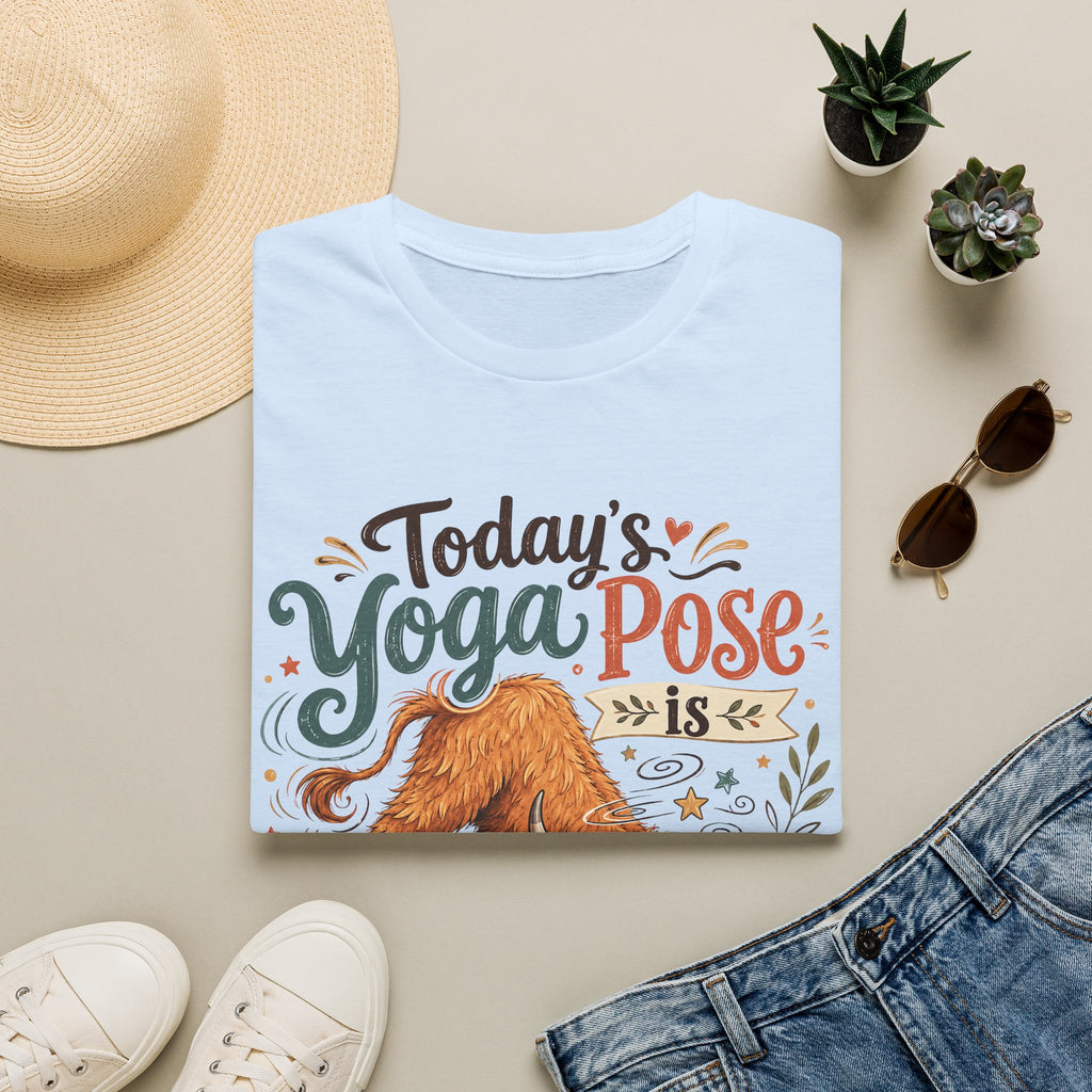 Highland Cow Downward Spiral Yoga Pose Unisex T-Shirt Unisex Adult T-shirt animal Fitness Globally Fulfilled