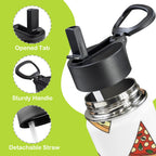 Pizza Slices On White 12oz Kids Water Bottle with Straw Lid