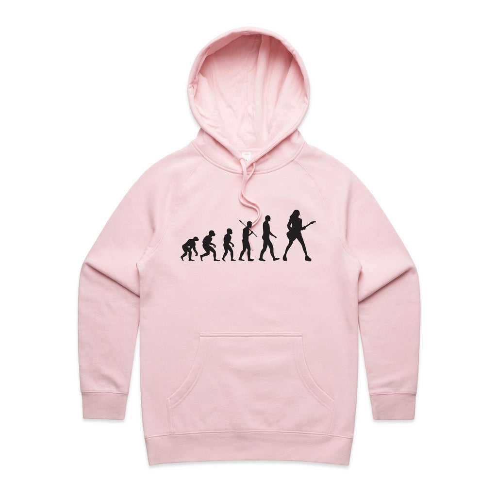 Guitarist Evolution - Womens Hoodie Pink Womens Hoodie Music Printed In Australia