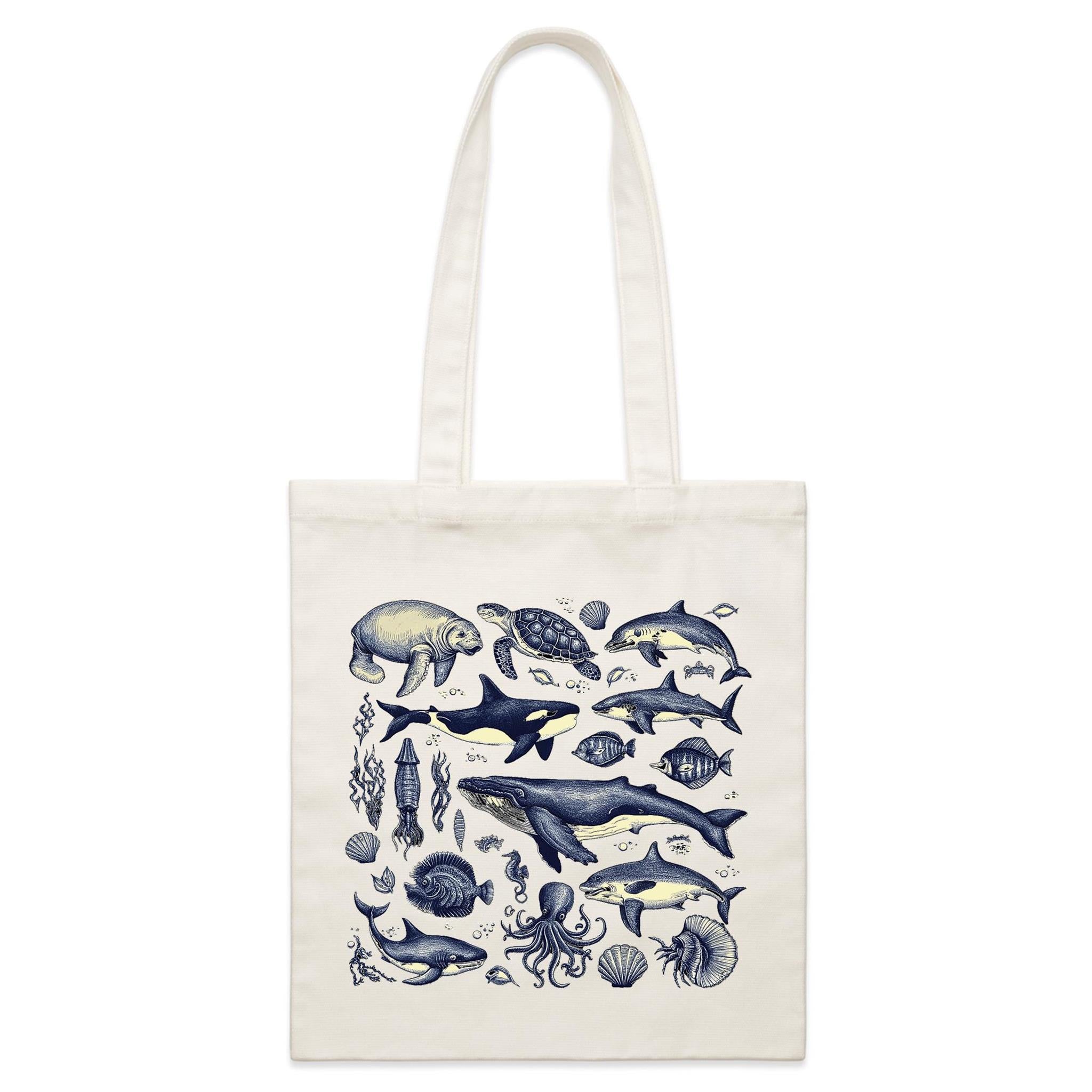 Sea Creatures - Parcel Canvas Tote Bag Default Title Small Tote Bag animal Printed In Australia