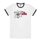I'm The Bomb, Atom - Staple Ringer Tee White Black Ringer T-Shirt Printed In Australia Science