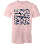 Sea Creatures - Mens T-Shirt Pink Mens T-shirt animal Printed In Australia
