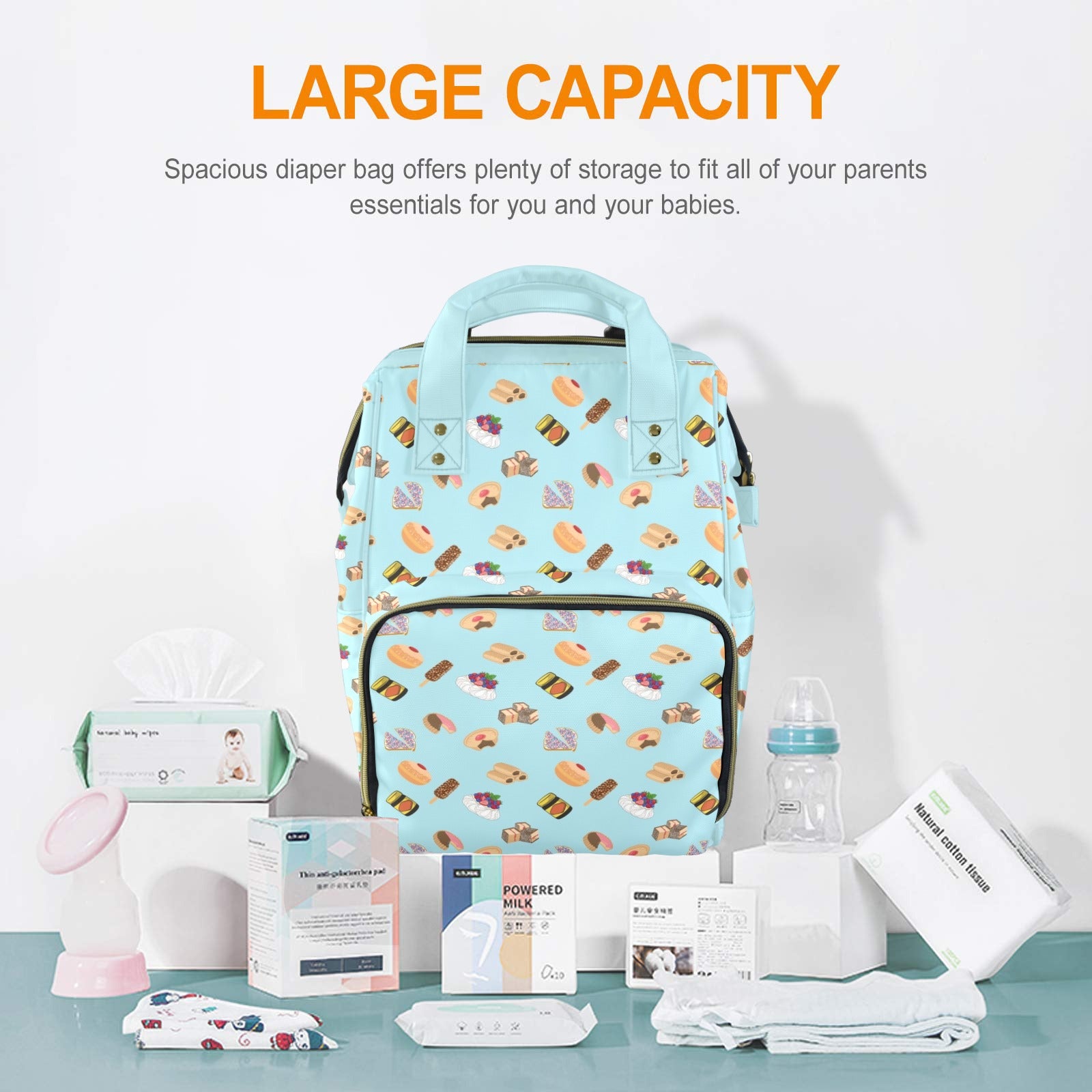 Classic Aussie Food Icons Multi-Function Backpack, Nappy / Diaper Bag Multi-function Backpack, Nappy / Diaper Bag Australia Food Printed Offshore