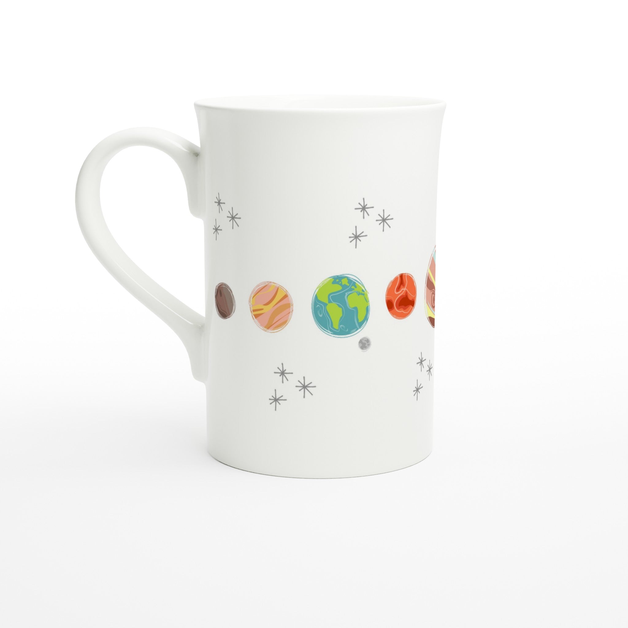 Solar System Planets - White 10oz Porcelain Slim Mug Default Title Porcelain Mug Globally Fulfilled Space