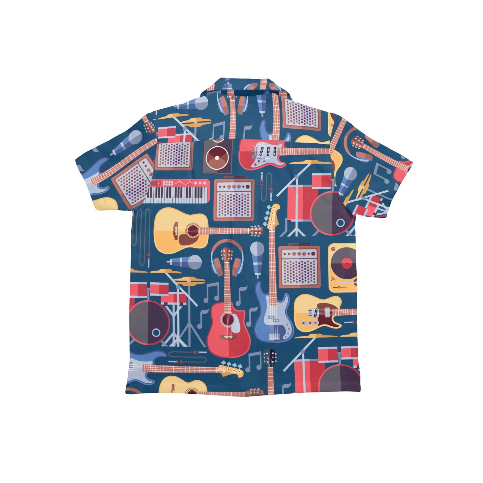 Music Instruments Blue - Junior Kids Hawaiian Shirt