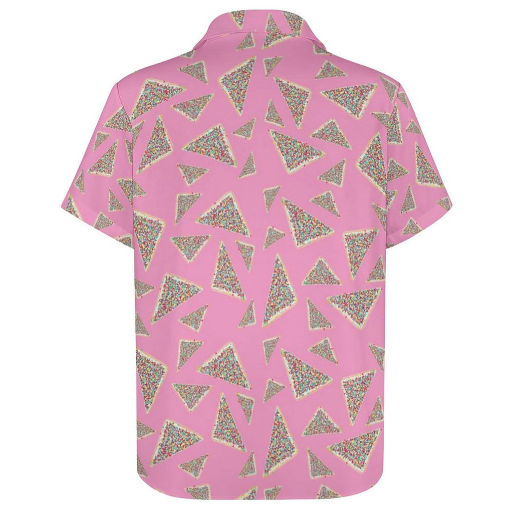 Fairy Bread Pink Women's Collared Pocketless Short Sleeve Shirt