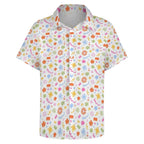 Abstract Colourful Shapes Women's Collared Pocketless Short Sleeve Shirt