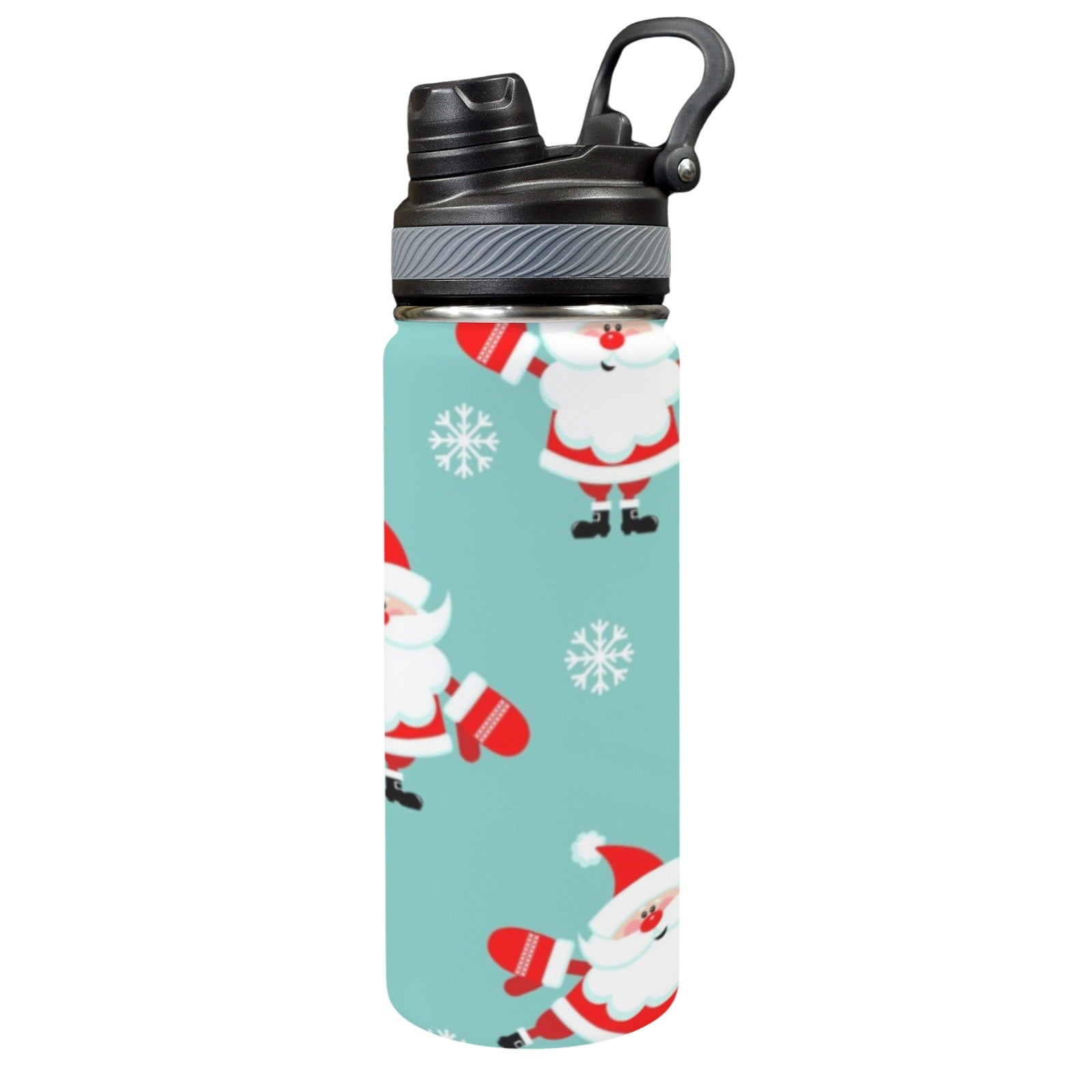 Santas - Insulated Water Bottle with Dual-Use Lid (18oz) One Size Insulated Water Bottle with Dual-Use Lid (18oz) Christmas Printed Offshore
