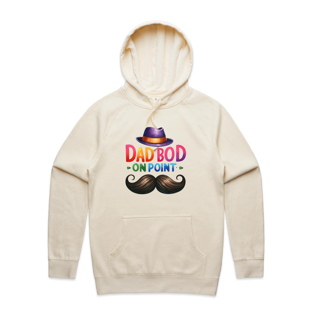 Dad Bod On Point - Mens Hoodie Ecru Mens Hoodie Dad Printed In Australia