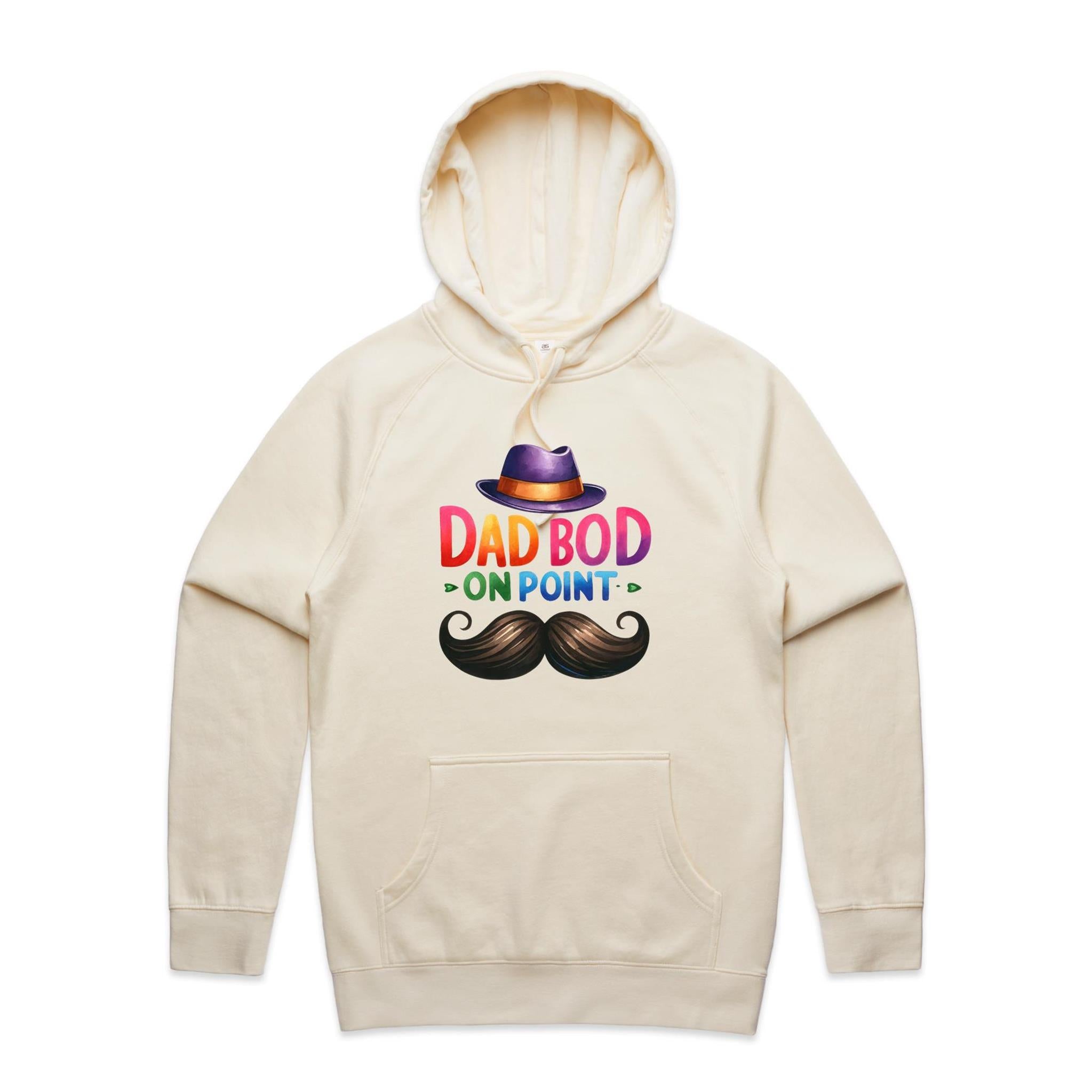 Dad Bod On Point - Mens Hoodie Ecru Mens Hoodie Dad Printed In Australia