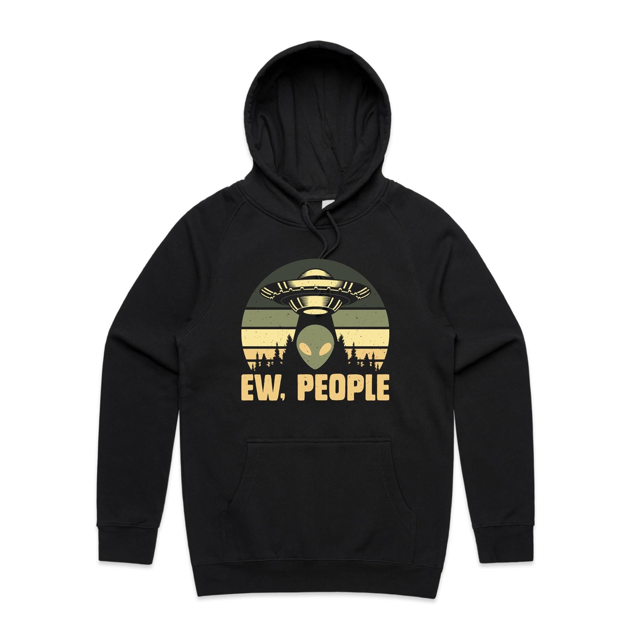 Alien, Ew People - Mens Hoodie Black Mens Hoodie Printed In Australia Sci Fi