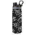 Black And White Floral - Insulated Water Bottle with Dual-Use Lid (18oz) One Size Insulated Water Bottle with Dual-Use Lid (18oz) Plants Printed Offshore