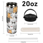 Cat Hello 20oz Tea Tumbler with Carry Handle