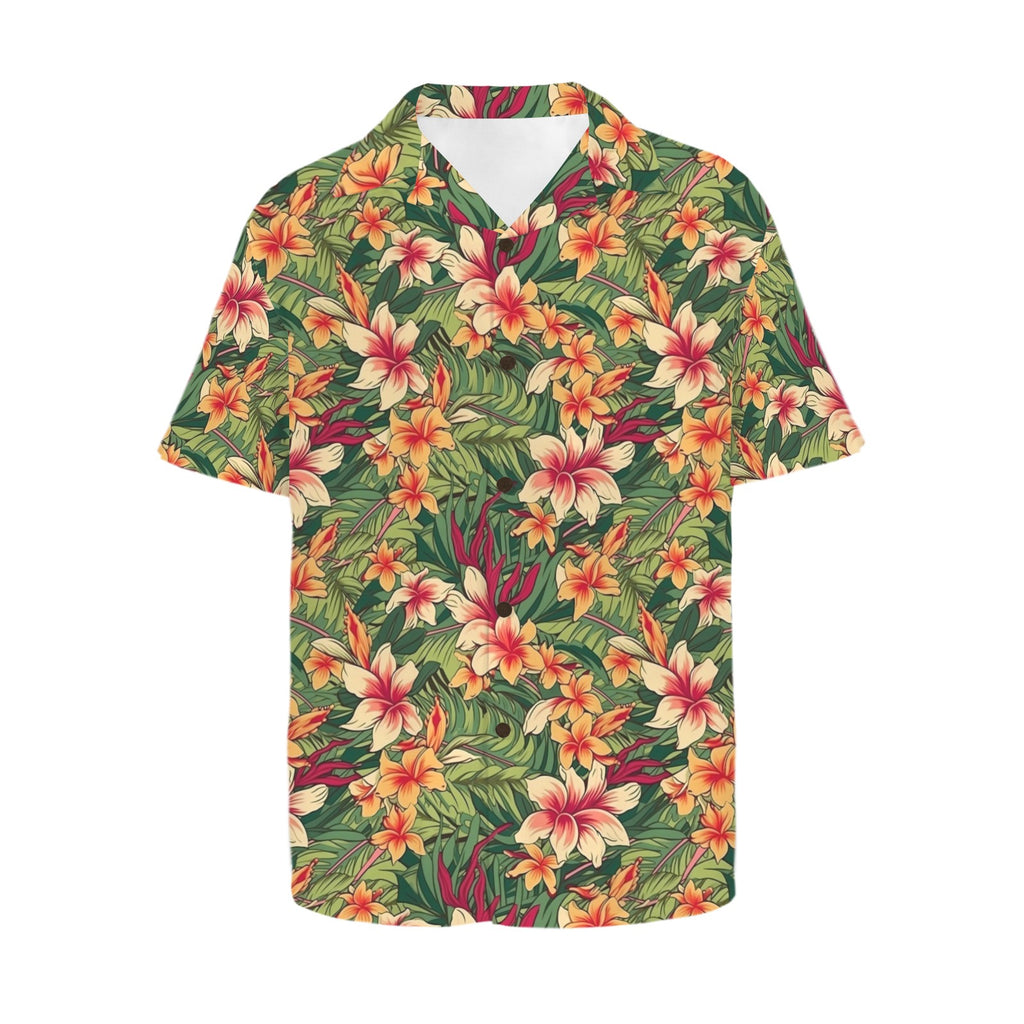 Vintage Hawaiian Floral Men's Short Sleeve Hawaiian Shirt Men's Hawaiian Shirt (New) Plants Printed Offshore Retro