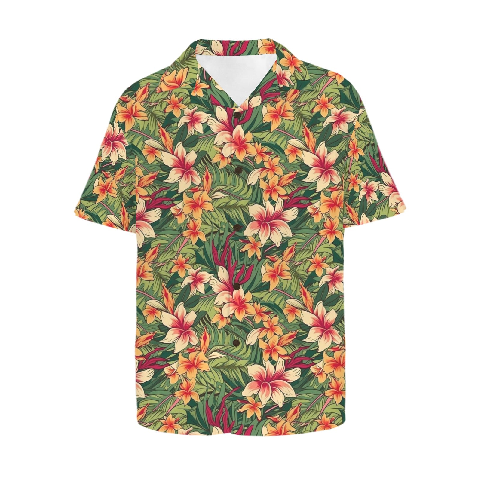 Vintage Hawaiian Floral - Men's Short Sleeve Hawaiian Shirt Men's Hawaiian Shirt (New) Plants Printed Offshore Retro