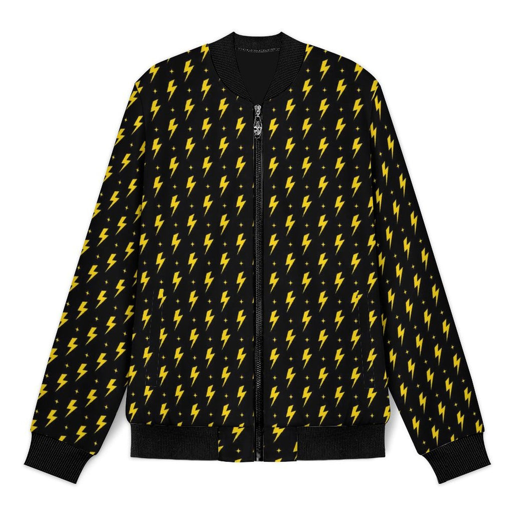 Yellow Lightning Men's Casual Zip‑Up Bomber Jacket