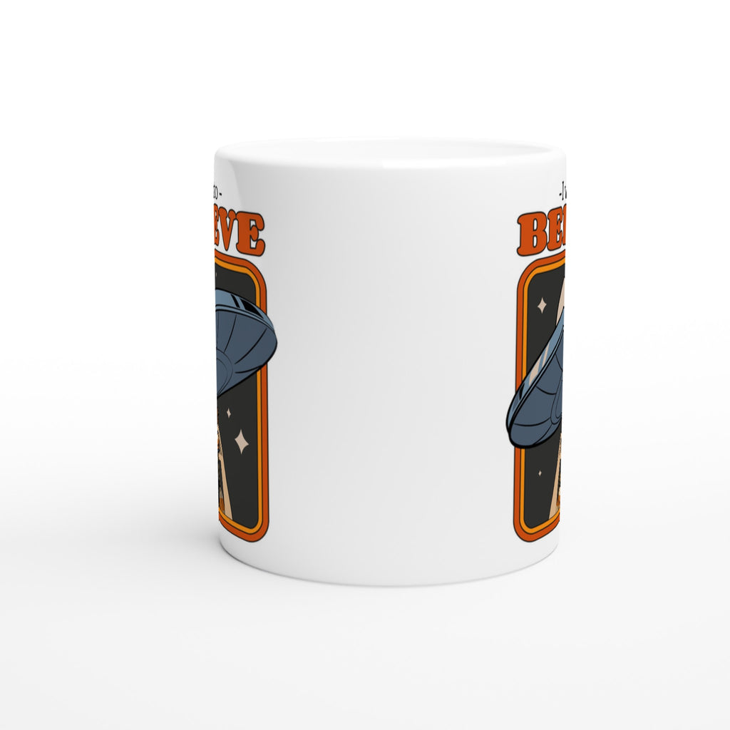 UFO, I Want To Believe - White 11oz Ceramic Mug White 11oz Mug Globally Fulfilled Retro Sci Fi