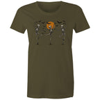 Skeleton Dance, Halloween - Womens T-shirt Army Womens T-shirt Halloween Printed In Australia