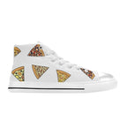 Pizza Slices On White Kids High Top Canvas Shoes