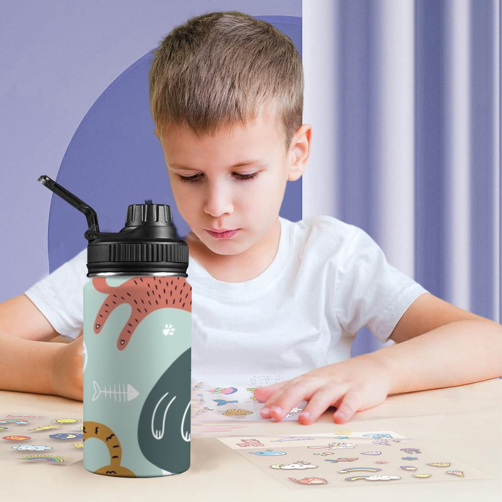 Cat Stretch - Kids Water Bottle with Chug Lid (12 oz) Kids Water Bottle with Chug Lid animal Printed Offshore