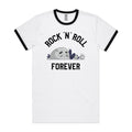 Rock And Roll Forever Men's AS Colour Ringer Tee White Black Ringer T-Shirt Music Printed In Australia