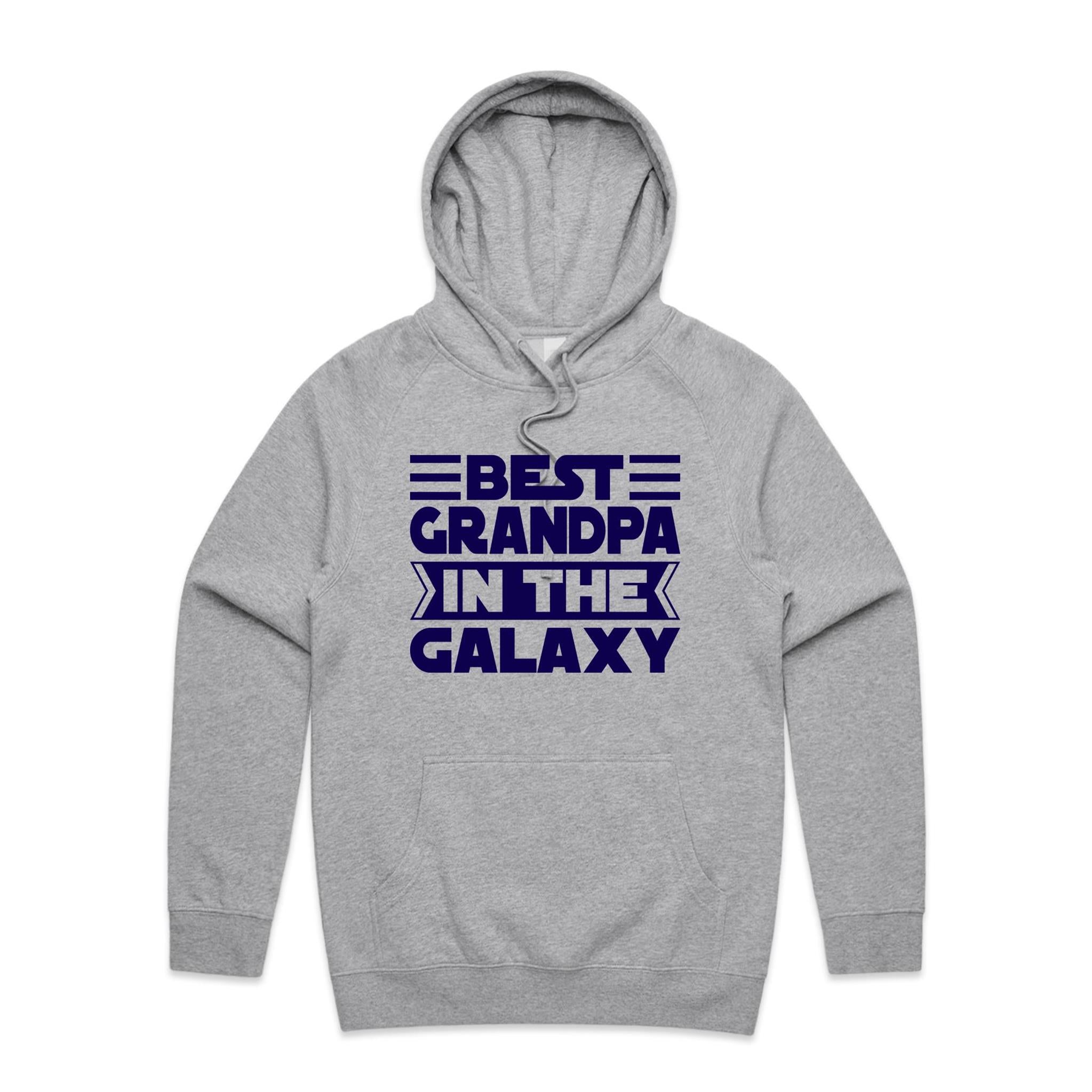 Best Grandpa In The Galaxy - Mens Hoodie Grey Marle Mens Hoodie Dad Printed In Australia