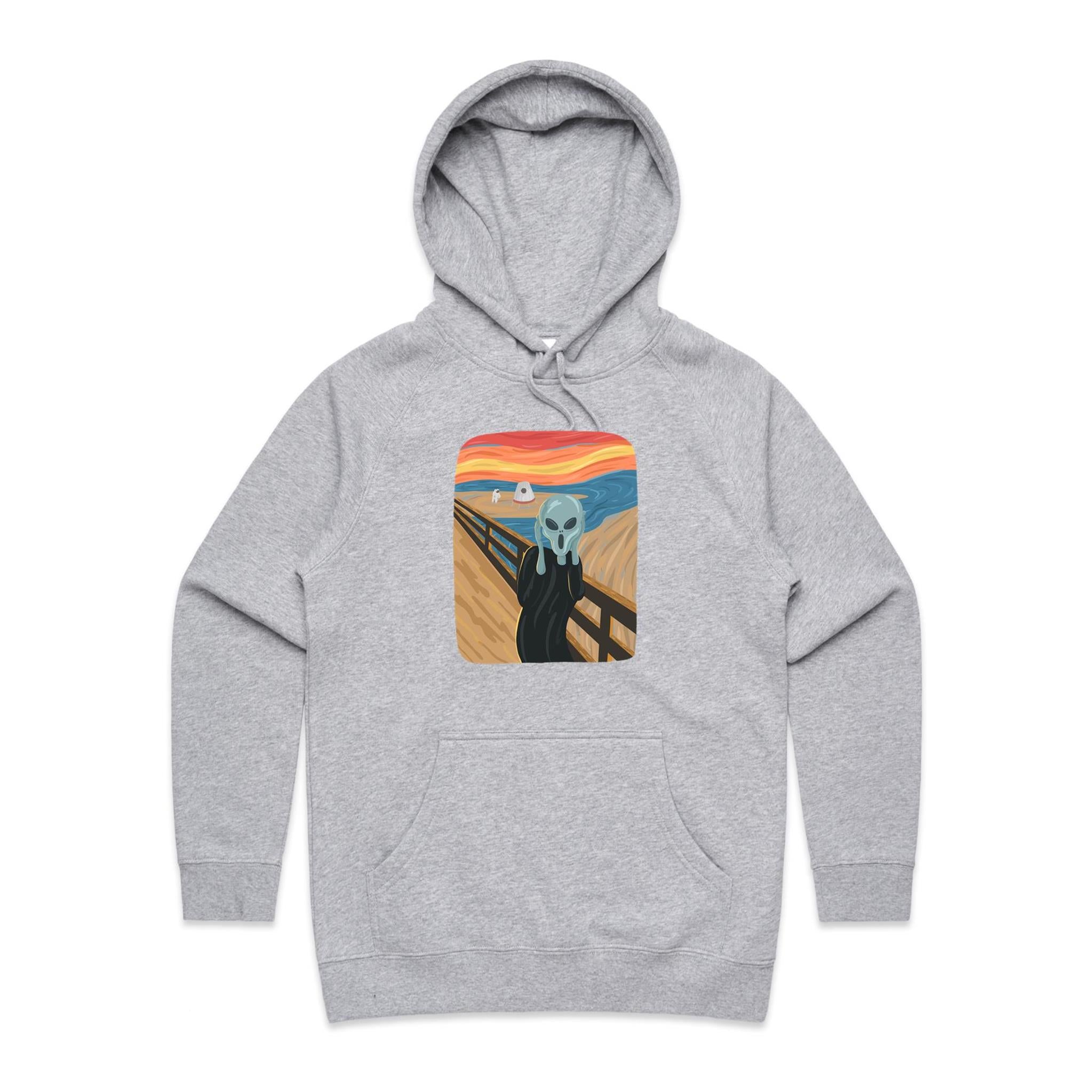 Alien Scream - Womens Hoodie Grey Marle Womens Hoodie Printed In Australia Sci Fi