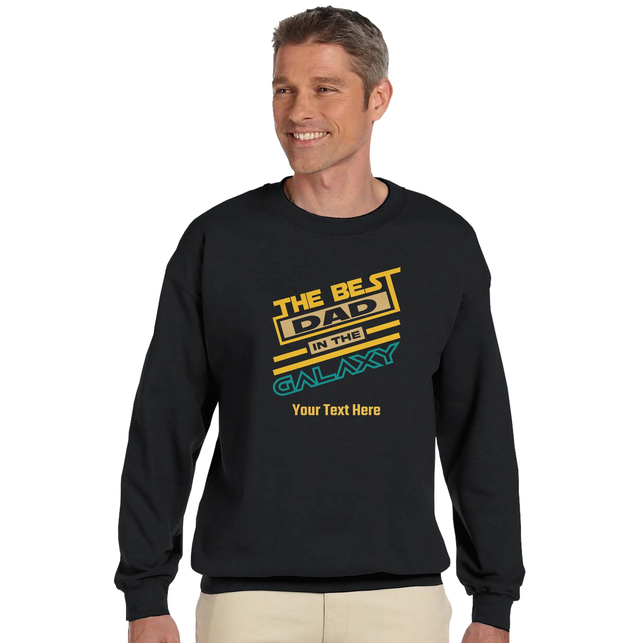 Personalised - The Best Dad In The Galaxy - Classic Unisex Crewneck Sweatshirt | Gildan® 18000 Black Personalised Sweatshirt customise Dad Globally Fulfilled personalise