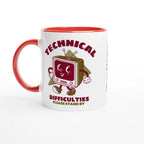Personalised - Retro TV, Technical Difficulties - White 11oz Ceramic Mug with Colour Inside Ceramic Red Personalised 11oz Mug customise Globally Fulfilled personalise Retro Tech