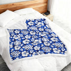 Blue Hawaiian Floral - Double-Layer Fleece Blanket 51"x59"