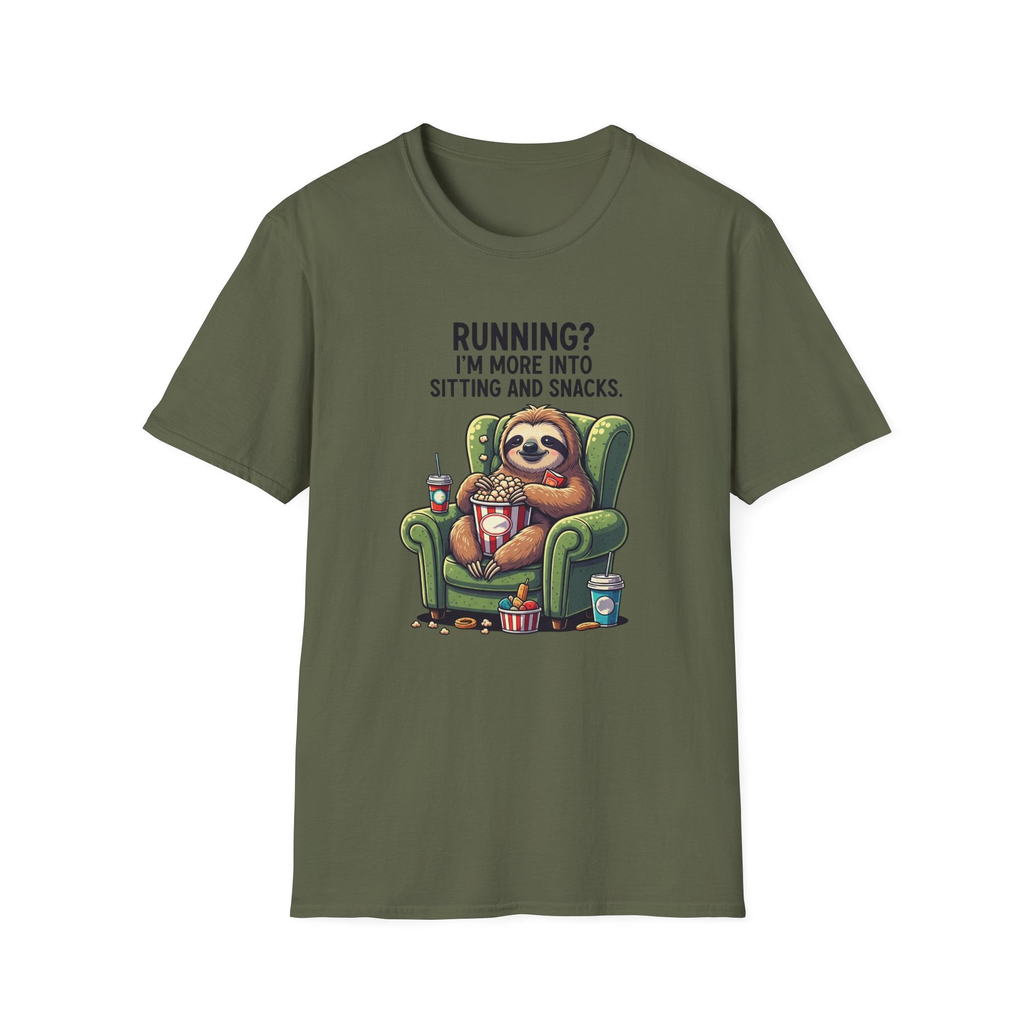 Sloth, Running, I'm More Into Sitting And Snacks - Unisex Softstyle T-Shirt