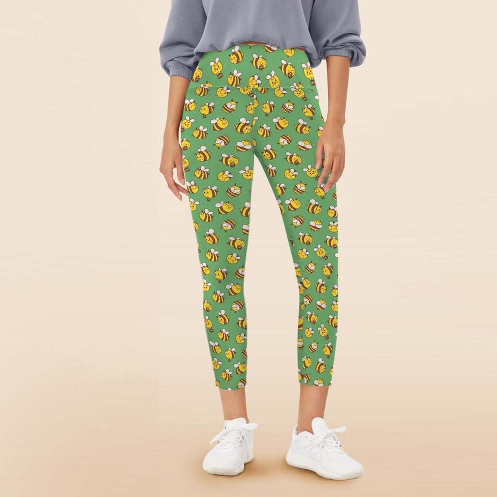 Busy Bees Women's High Waist Pockets Yoga Leggings